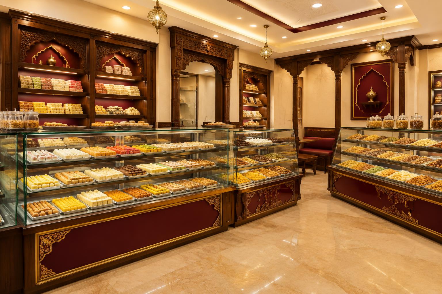 Premium Bikaner Sweets shop interior with display counters